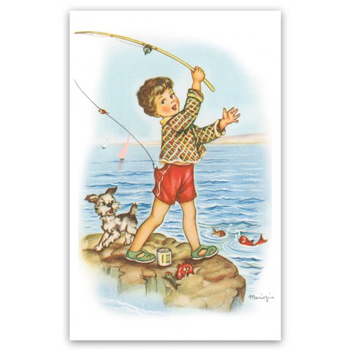 Carte postale pêche à la ligne