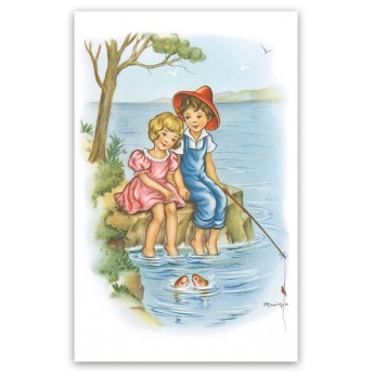 Postcard fishing couple