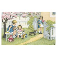 Postcard under a flowering tree
