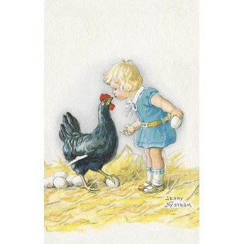 Postcard black hen