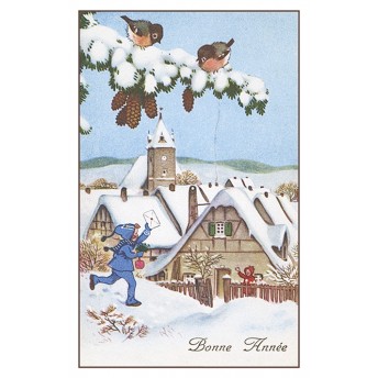 Carte postale Noël oiseaux