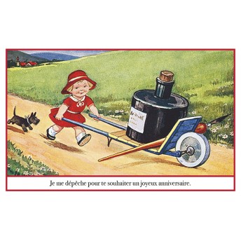 Postcard inkwell girl