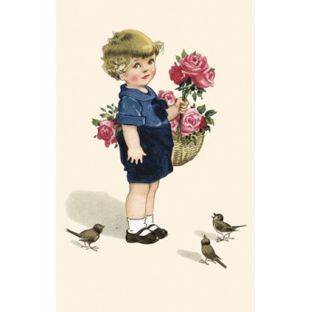 Postcard basket of roses