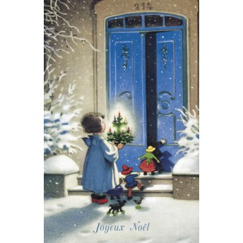 Postcard blue door