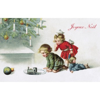 Carte postale sous le sapin de Noël